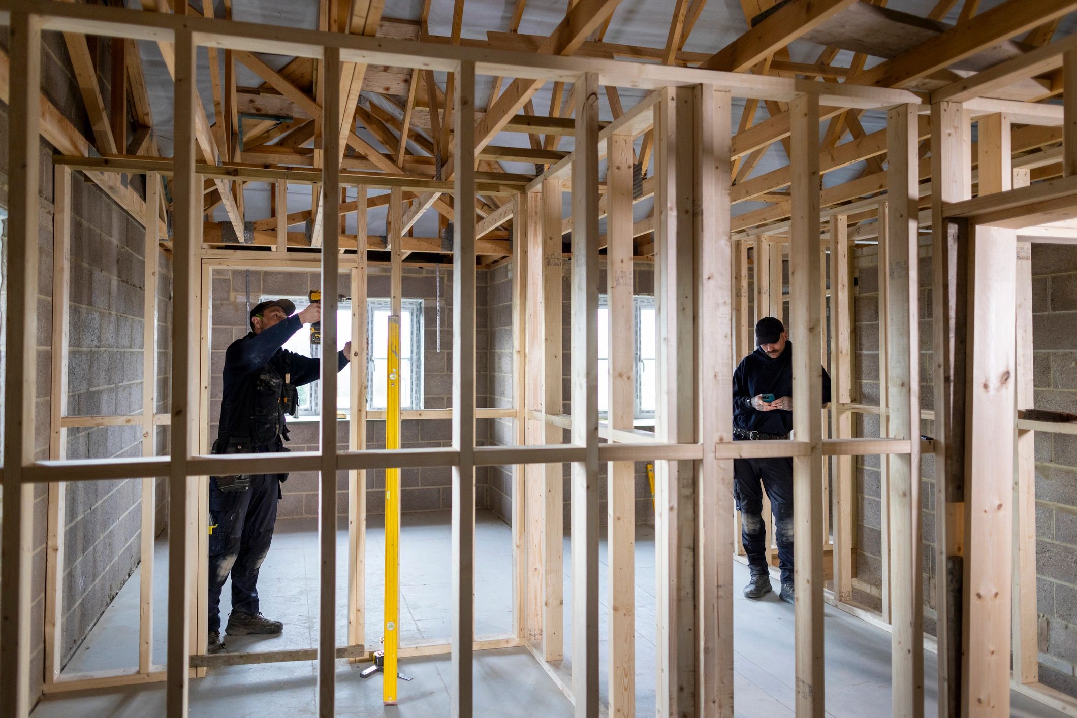 MEP rough-in and framing work in progress